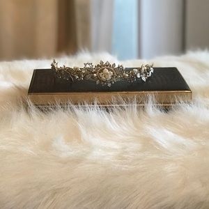 Vintage Gold Silver bride halo,headband, hairpiece